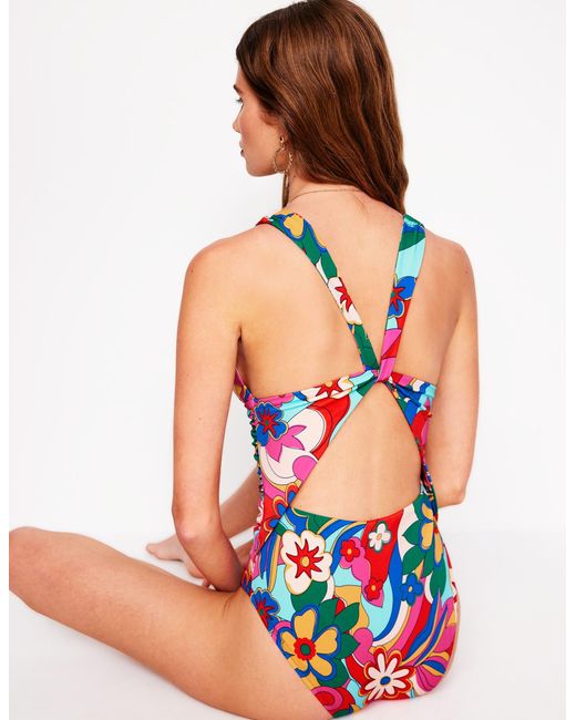 Boden Red Mykonos Deep V Swimsuit