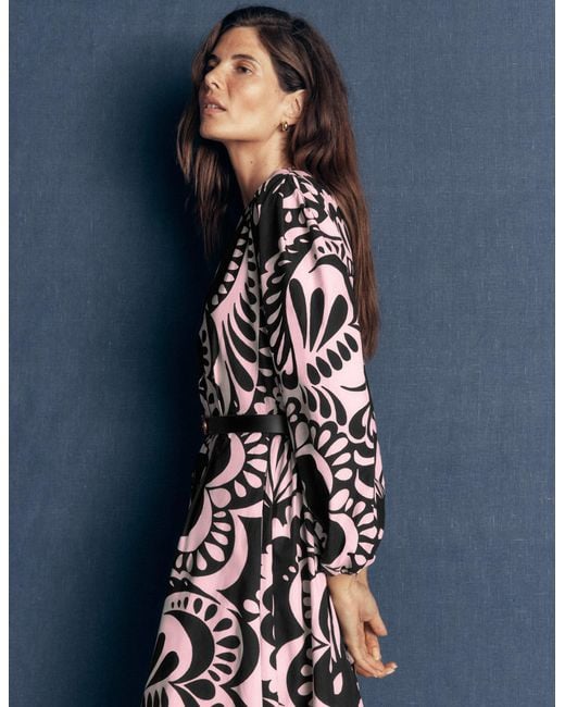 Boden Black Nicola Cotton Midi Dress