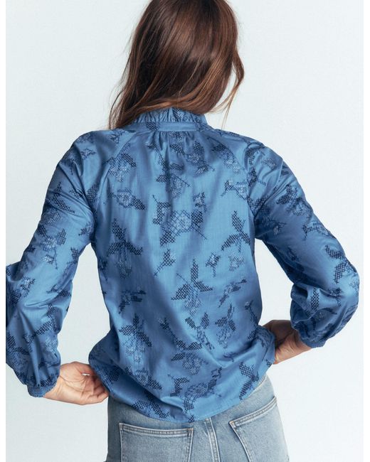 Boden Blue Erica Cotton Frill Top