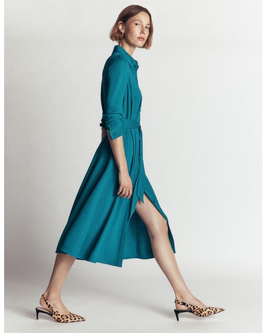 Boden Blue Kate Pleated Shirt Dress