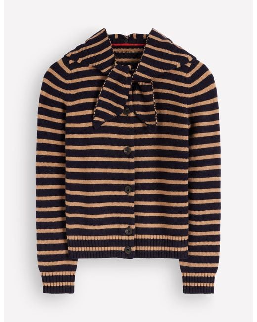 Boden Blue Lydia Tie Neck Knit Cardigan
