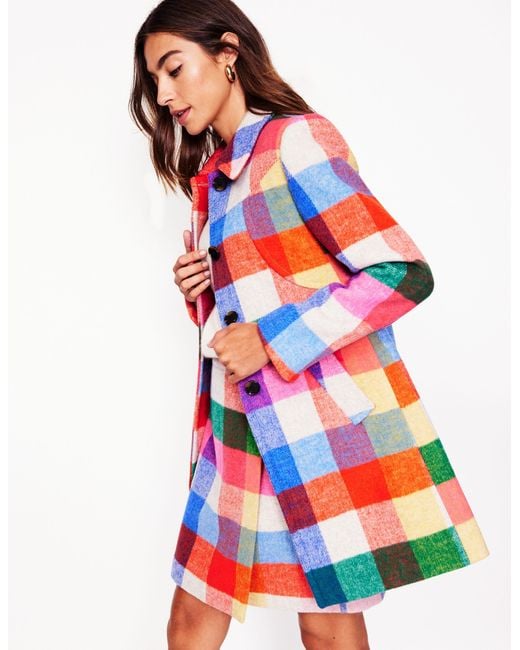 Boden White Lincoln Wool Check Coatmulti Check