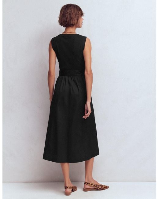 Boden Black Zip-Front Mix Media Dress