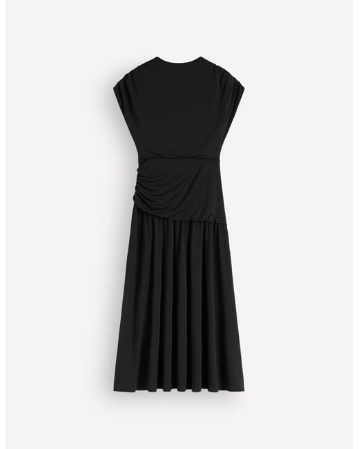 Boden Black Drape Jersey Crepe Maxi Dress
