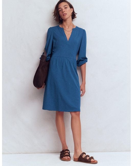 Boden Blue Cathy Notch Neck Jersey Dress