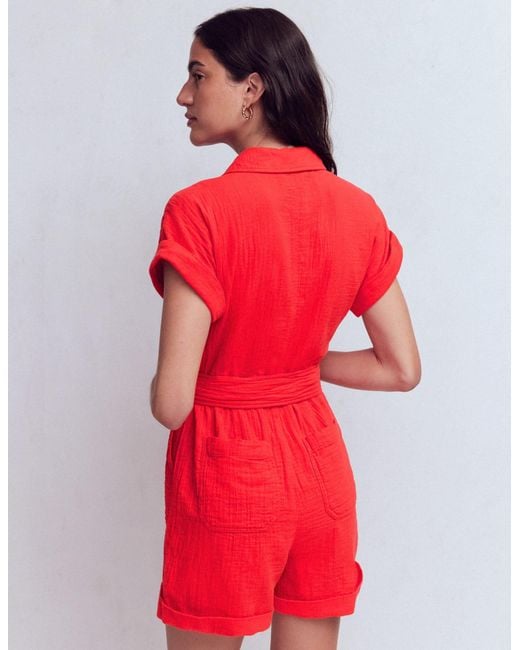 Boden Red Kay Double Cloth Playsuit