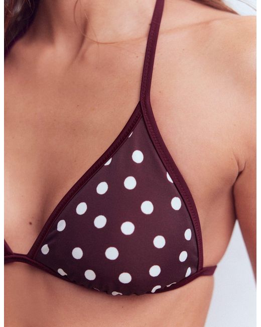 Boden Multicolor Symi Reversible Bikini Top-Chocberry, Stripe & Dot