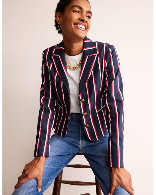 Boden Blue Canonbury Stripe Blazer Navy, Red & White Stripe