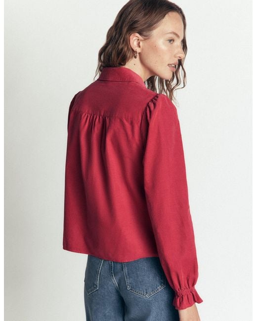 Boden Red Smock Shoulder Cord Top
