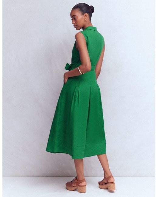 Boden Green Belinda Linen Shirt Dress