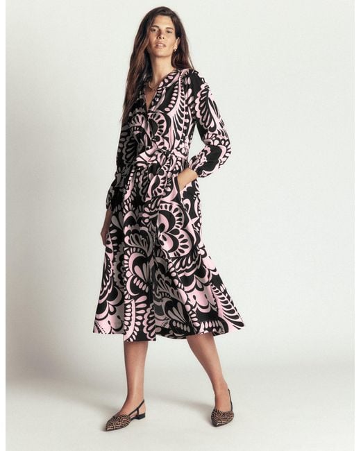Boden Black Nicola Cotton Midi Dress