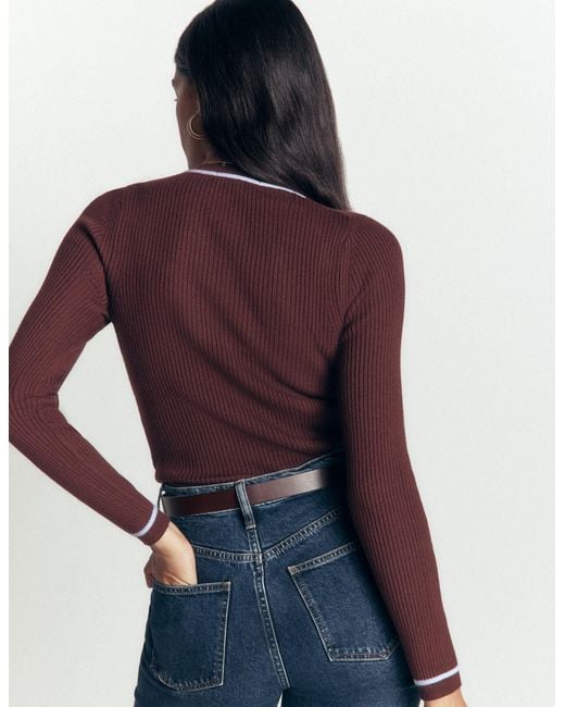 Boden Blue Paula Ribbed Crew Cardigan