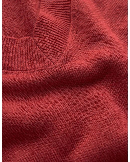 Boden Red Agnes Linen V Neck T-Shirt