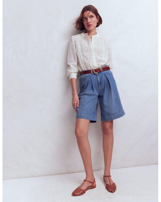 Boden Blue Denim Bermuda Shorts