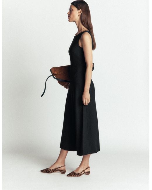 Boden Black Asymetric Ponte Midi Dress