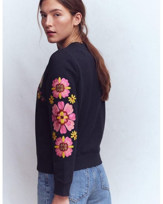 Boden Blue Hannah Embroidered Sweatshirt