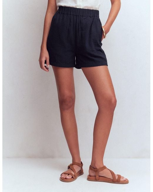 Boden Blue Pull On Double Cloth Shorts