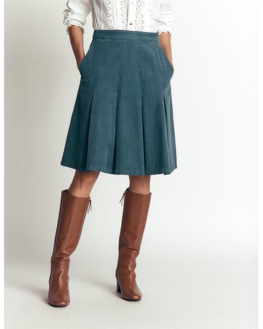 Boden Blue Flippy Cord Skirt