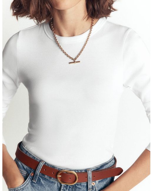 Boden White Annie Essential Crew Neck Top