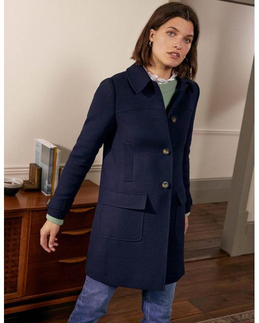 blue wool blend coat