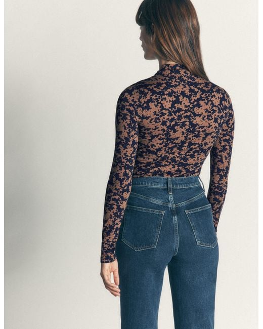 Boden Blue Tia Ruched High Neck Top