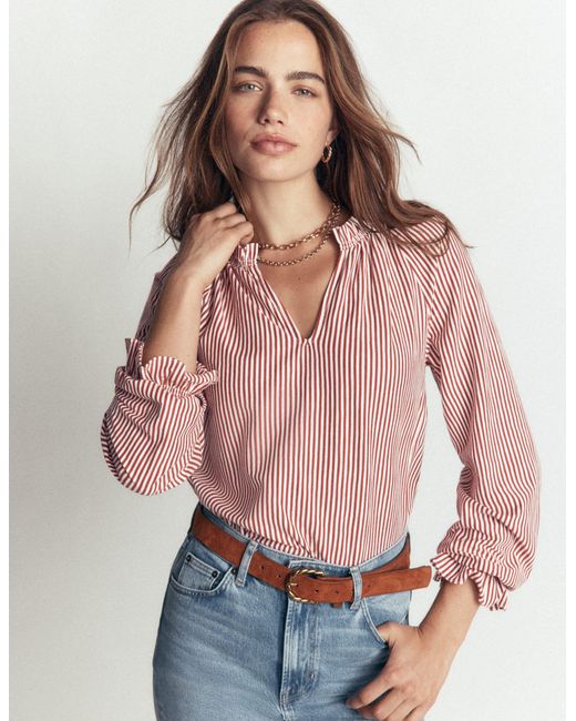 Boden Brown Pia Ruffle Detail Top