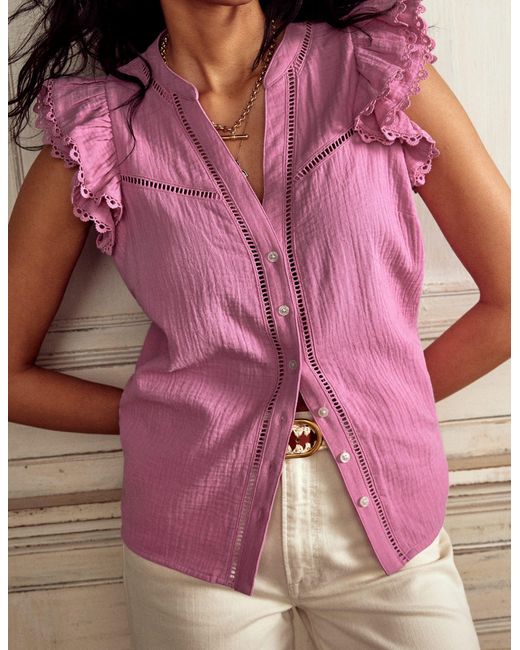 Boden Pink Sleeveless Double Cloth Top