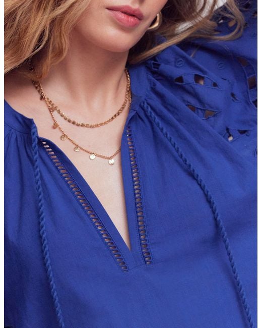Boden Blue Embroidered Sleeve Kaftan Dress