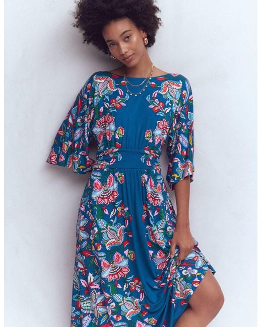 Boden Blue Imelda Kimono Jersey Dress- Botanical Trail