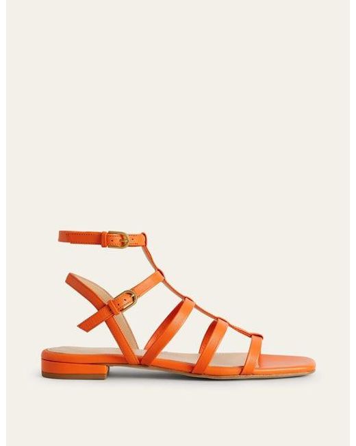 Boden Orange Leather Gladiator Sandals