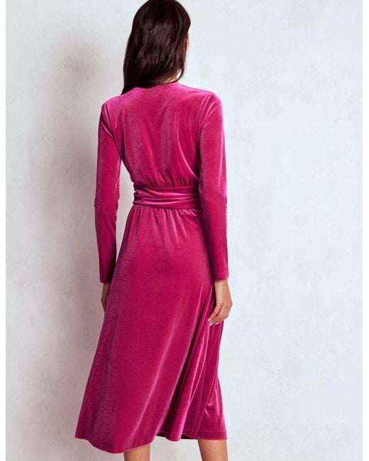 Boden Pink Tilda Velvet Midi Dress