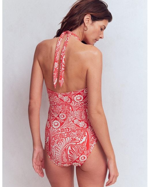 Boden Red Tilos Tie Side Swimsuit
