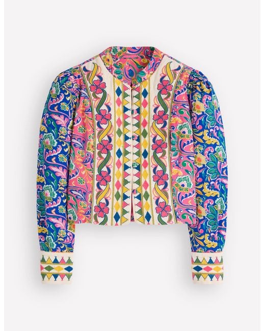 Boden Blue Printed Trim Jacket