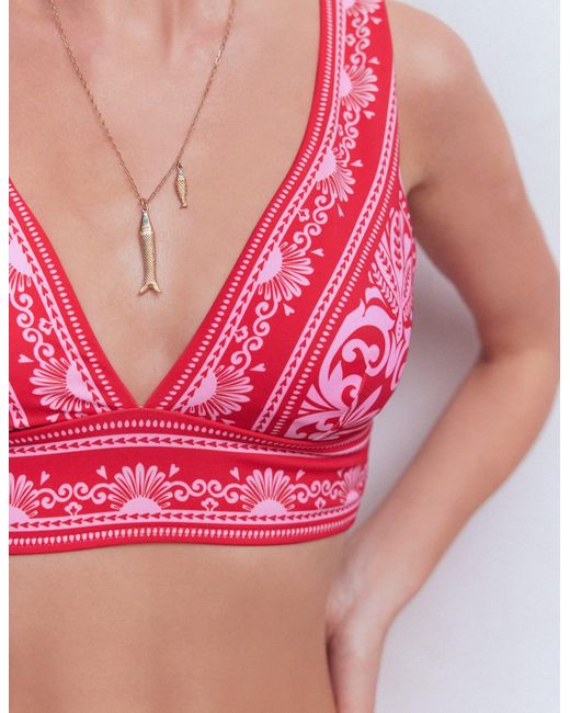 Boden Red Porto V-Neck Bikini Top