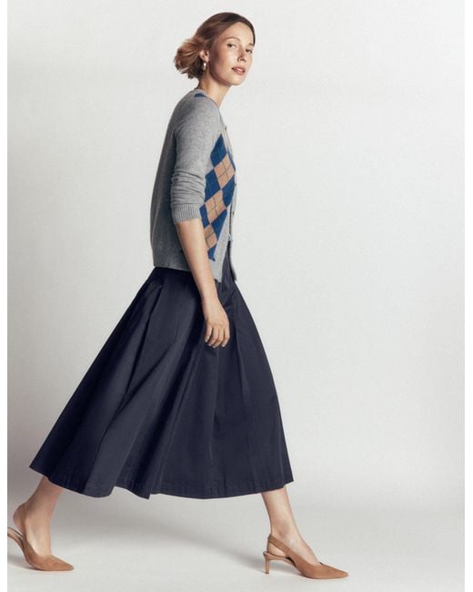 Boden Blue Aya Cotton Sateen Midi Skirt