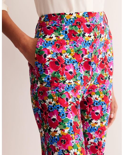 Boden Red Highgate Cotton Sateen Pants Multi, Wild Poppy