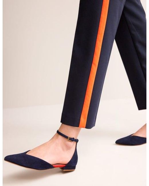 Boden Blue Ankle Strap Point Flats