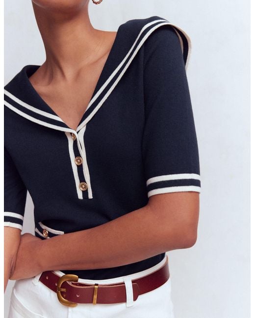 Boden Blue Sailor Collar Jumper