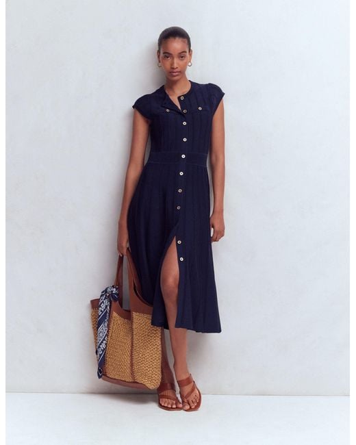 Boden Blue Cap Sleeve Knitted Dress