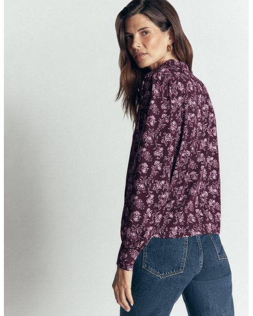 Boden Green Isla Funnel Neck Button Blouse
