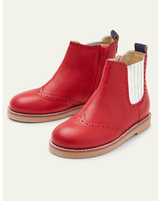 Boden Leather Chelsea Boots Red Christmas