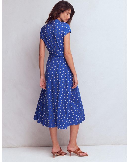 Boden Blue Marcia Jersey Shirt Dress
