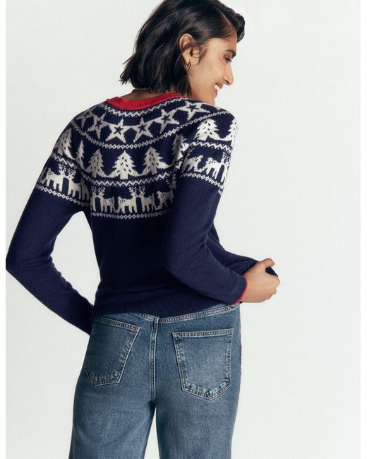 Boden Blue Edie Fair Isle Sweater