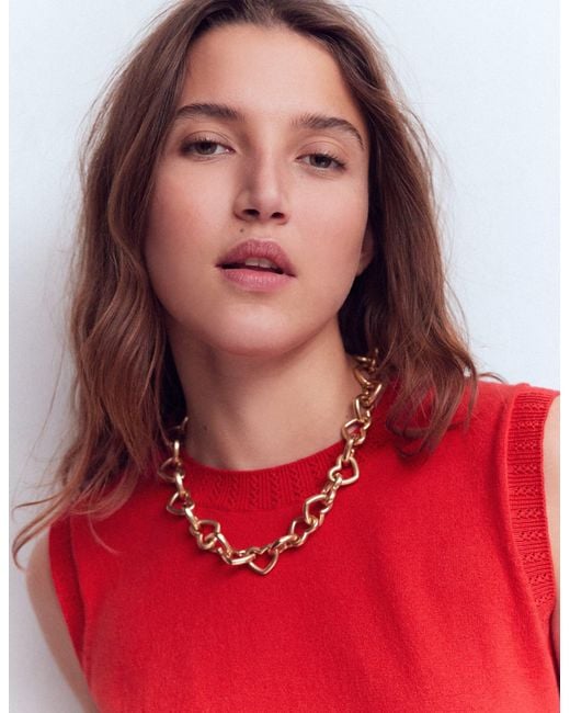 Boden Metallic Chunky Heart Chain Necklace