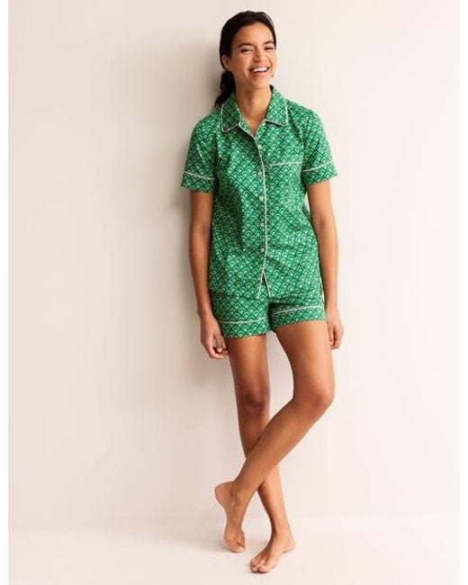 Boden Green Schlafanzug-Shorts Aus Baumwollsatin Damen