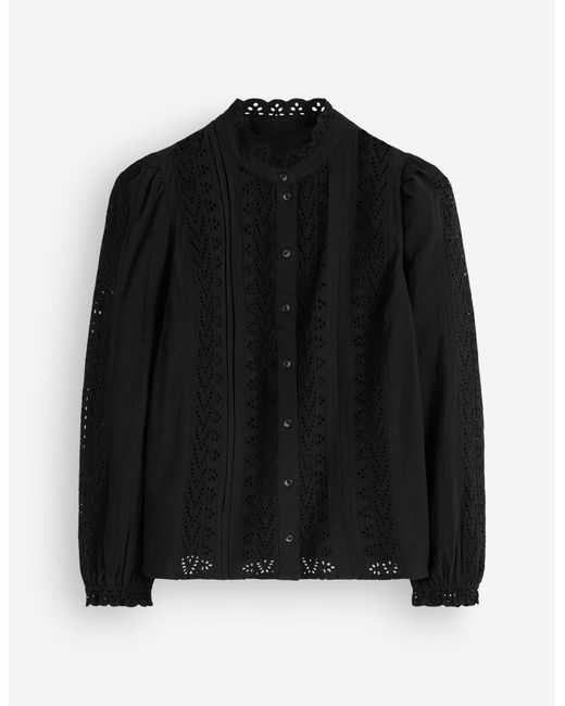Boden Blue Cotton Broderie Top