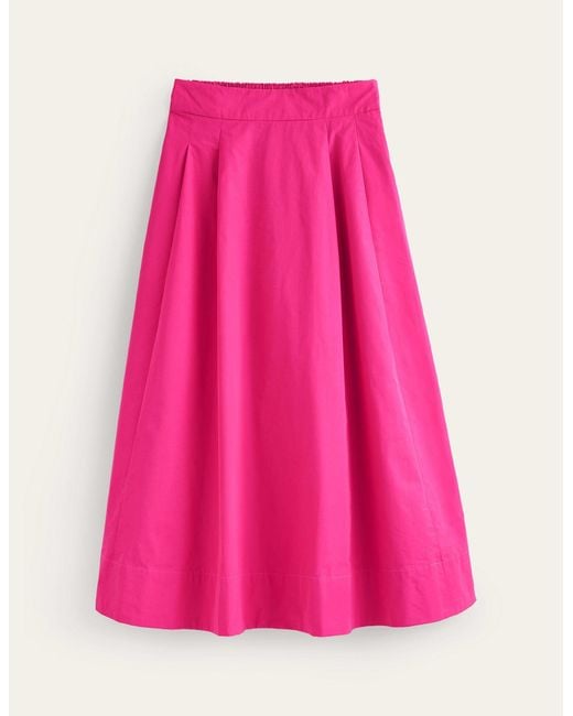 Boden Pink Taffeta Pull-on Midi Skirt
