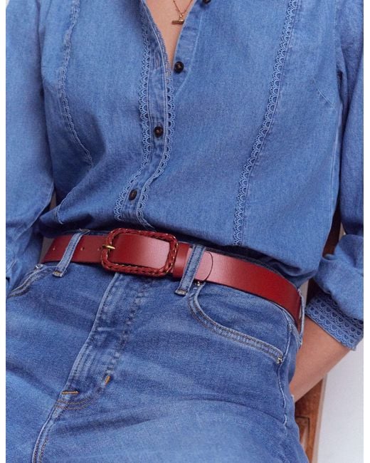 Boden Red Plait Hardware Belt