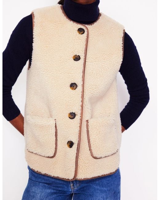 Boden Natural Clerkenwell Borg Button Gilet