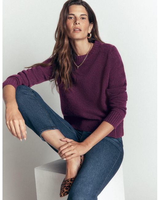 Boden Purple Marta Merino Wool Crew Sweater